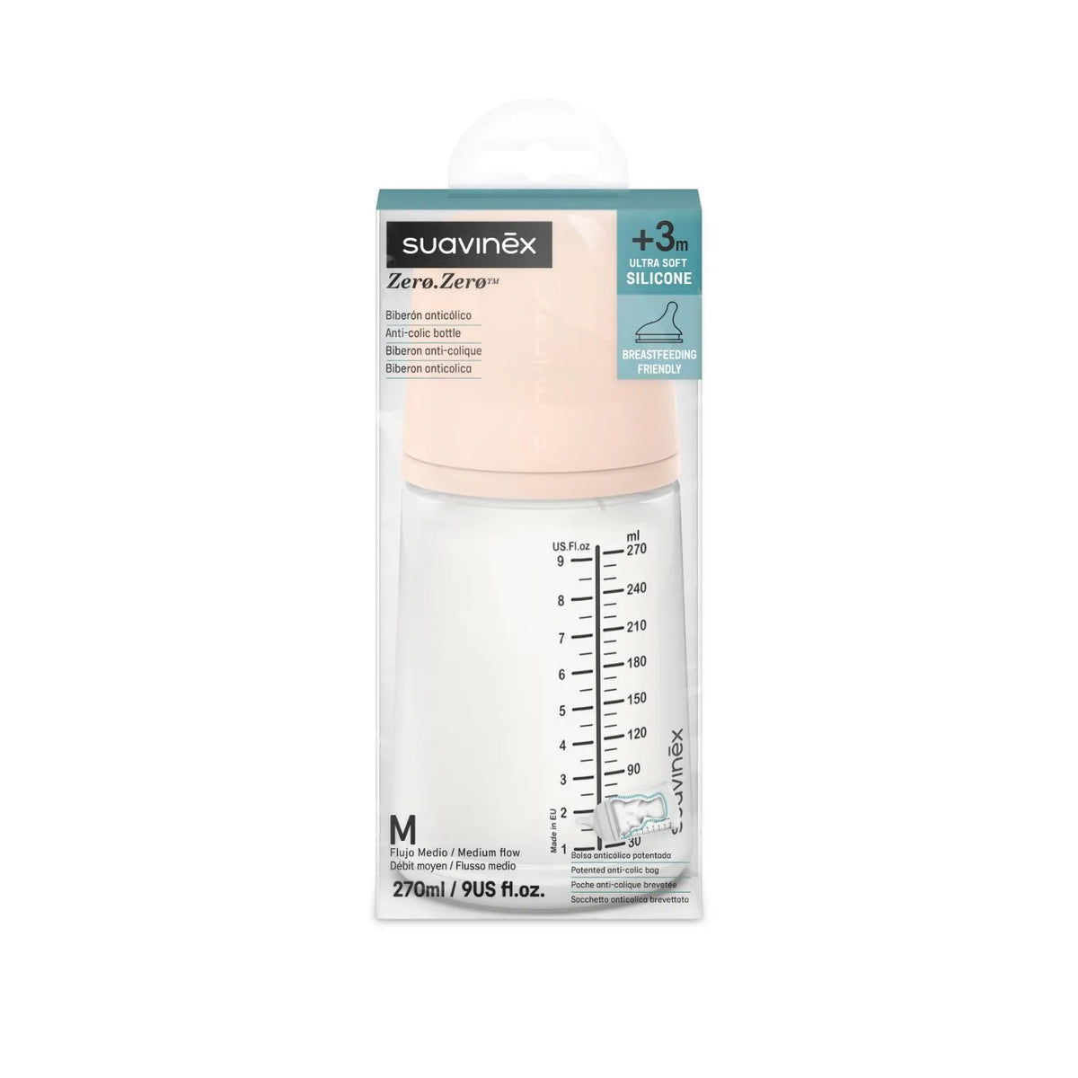 Biberon Anticolico Zero Zero Flujo Medio 270 ml