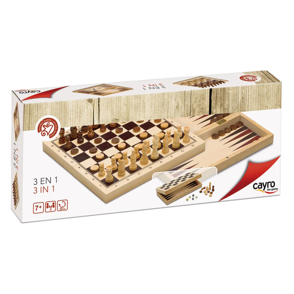 Ajedrez Damas Backgammon 3 En 1 Cayro