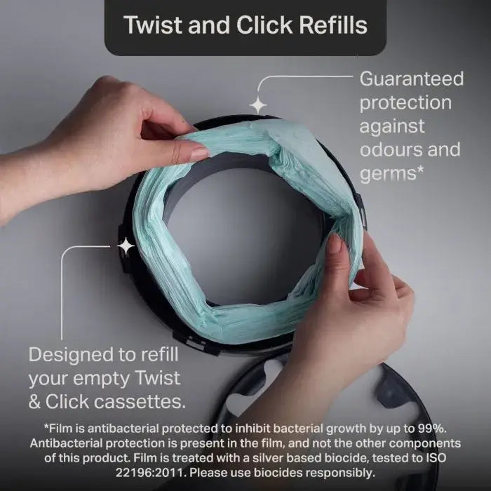 Basurero de Pañales Twist Click con 6 Repuestos Tommee Tippee - detalle del sistema de sellado antiolores