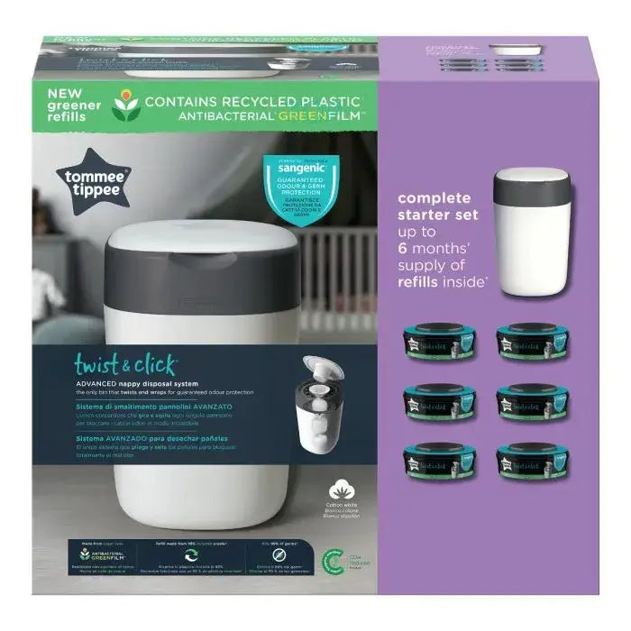 Basurero de pañales Twist Click con 6 repuestos Tommee Tippee
