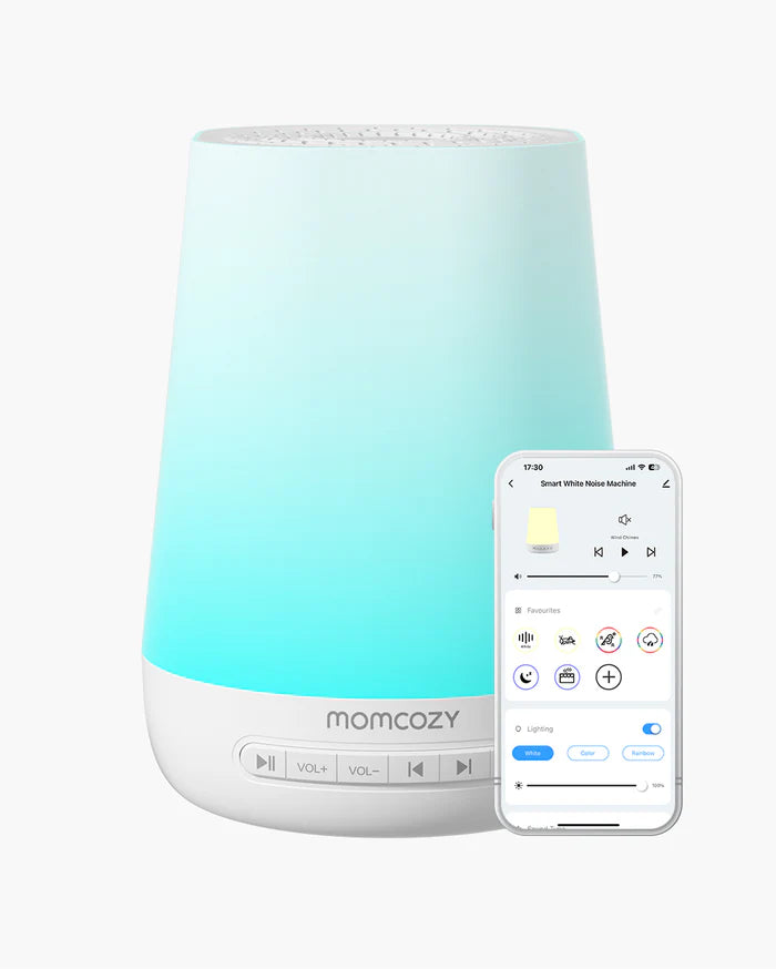 Máquina de sonidos y ruido blanco con luz de noche para bebés  Momcozy