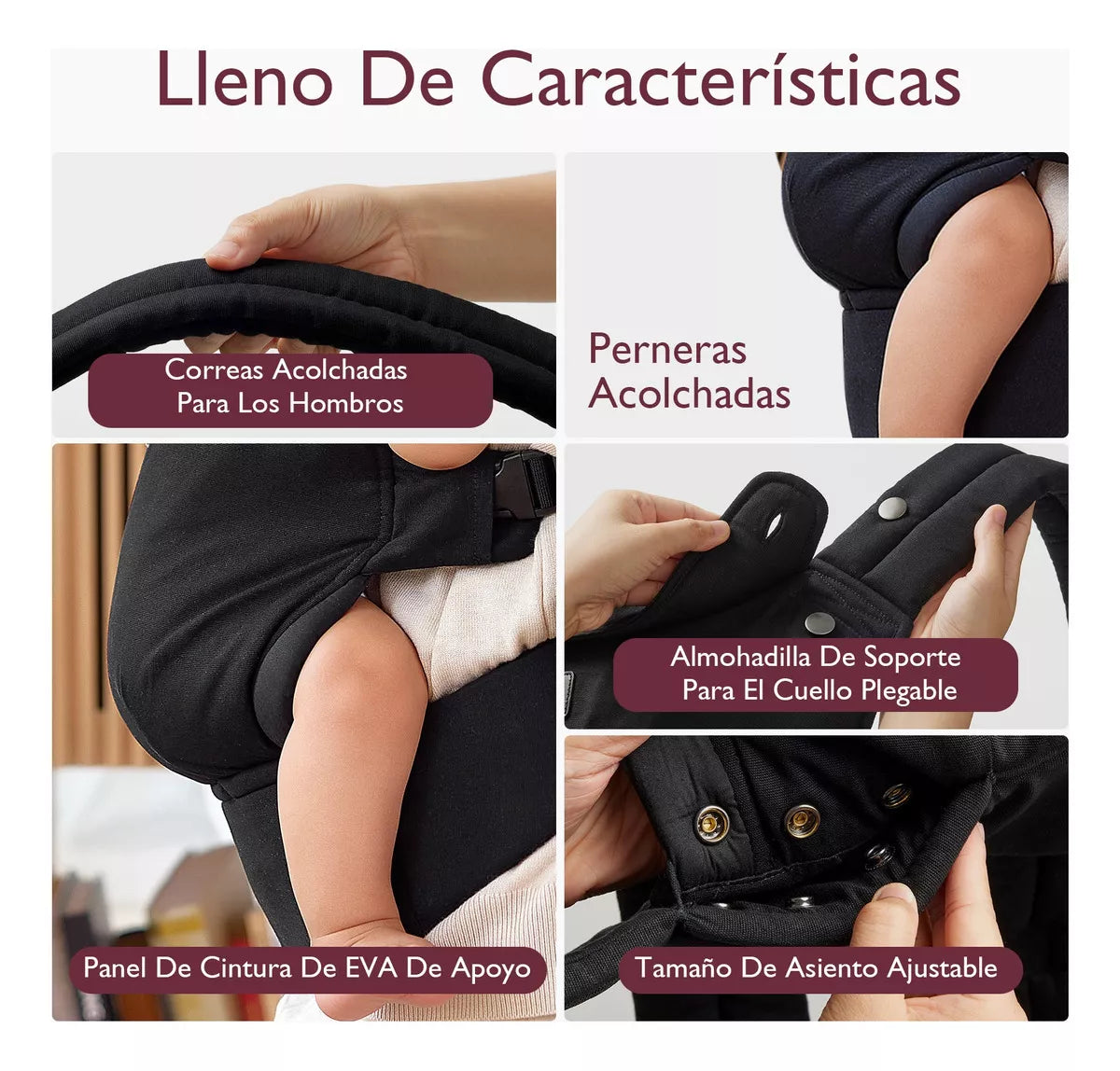 Momcozy Portabebés ergonómico negro