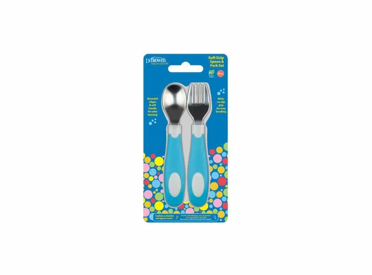 Set de Cuchara y Tenedor Acero Inoxidable Azul Dr. Browns