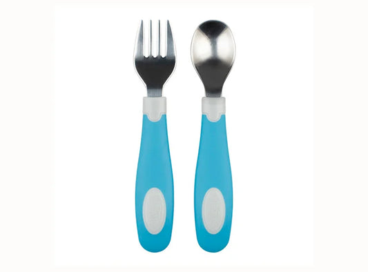 Set de Cuchara y Tenedor Acero Inoxidable Azul Dr. Browns