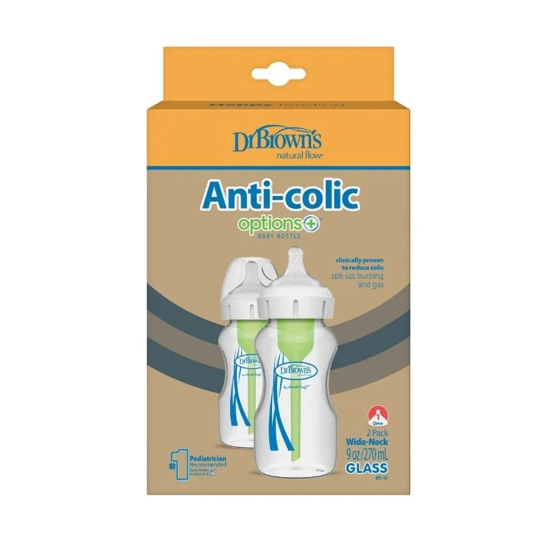 Set x2 Biberones de Vidrio Boca Ancha 9oz/270ml